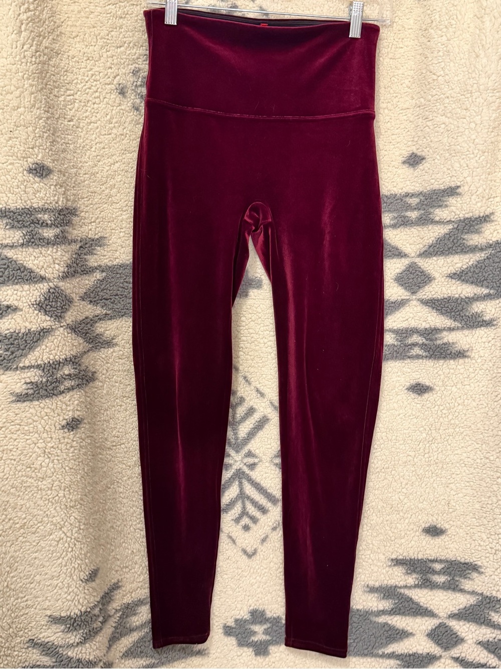 SPANX Girls High-Waist Velvet Leggings - Burgundy
